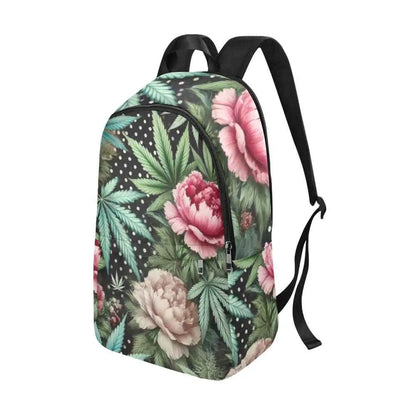 Jane Dope Pot & Peony casual backpack for adults, featuring floral design, with adjustable straps and spacious interior.
