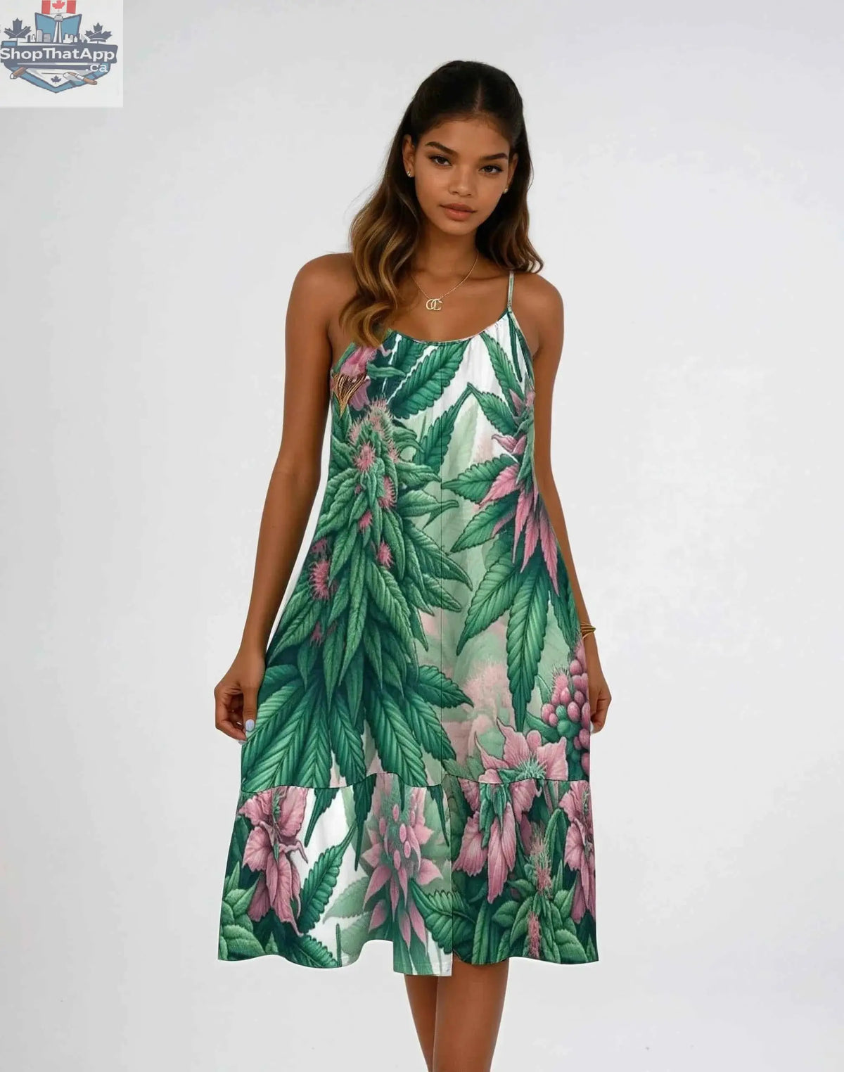 Pink Diesel hemp tote bag with eco-friendly hemp rope design paired with a pink summer dress by JANE DOPE.