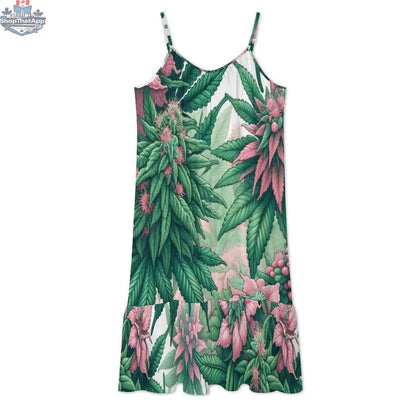 Pink Diesel hemp tote bag with eco-friendly hemp rope design, paired with a pink summer dress by JANE DOPE.