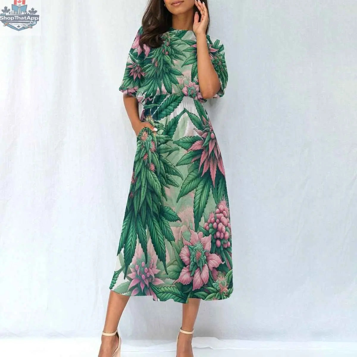 Pink Haze dress by JANE DOPE featuring a stylish design, comfortable fit, and a pocket waist detail, shown on a model.
