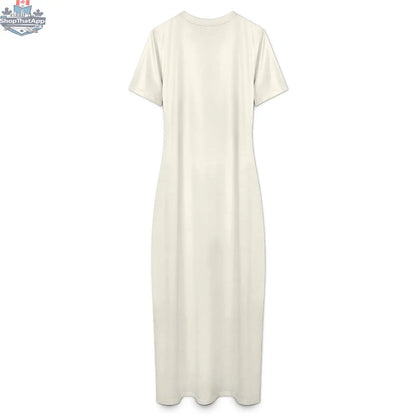 JANE DOPE Flora bodycon maxi dress with deep-V neckline and thong design, form-fitting evening wear in vibrant fabric.