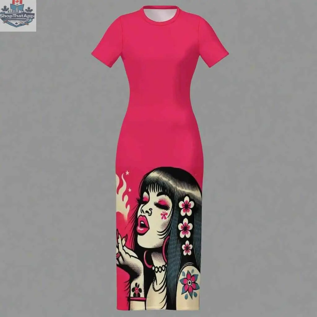 Pink Diesel midi dress by JANE DOPE, stylish bodycon design, perfect for every occasion, shown in a flattering fit and vibrant color.