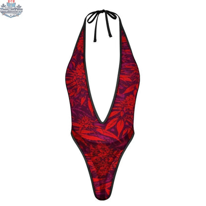 JANE DOPE Electric Lettuce Deep-V Thong Bodysuit in sexy AF style, featuring lettuce edge detailing and a deep V neckline.