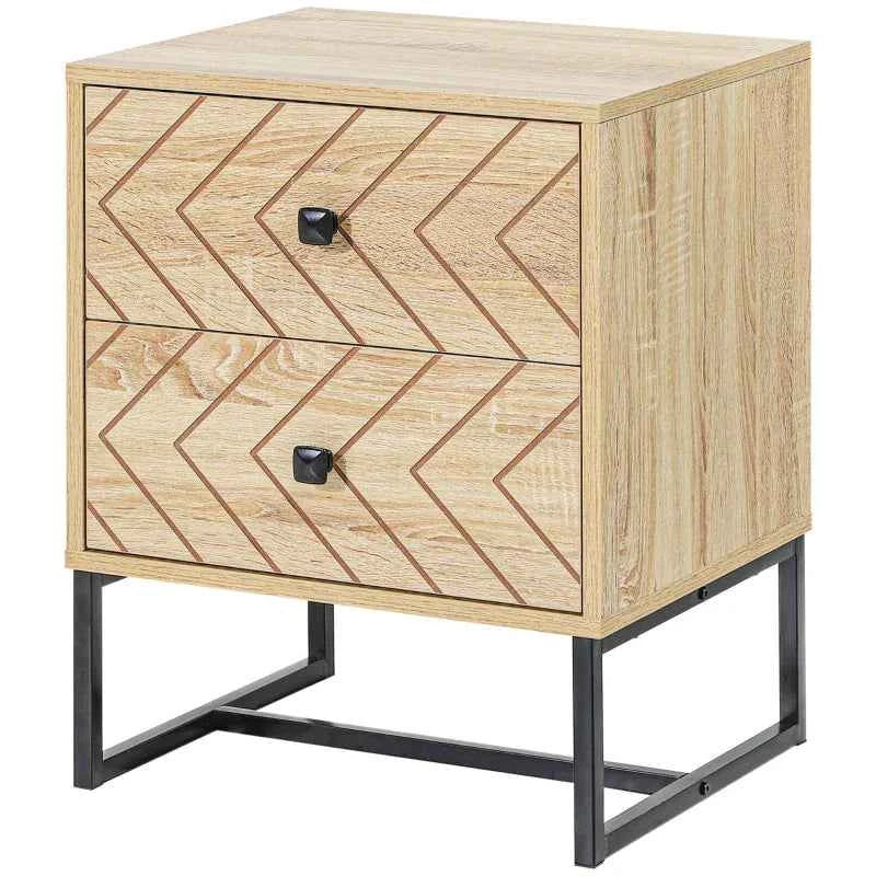 Gabi Modern Nightstand with Drawers and Metal Legs-Natural