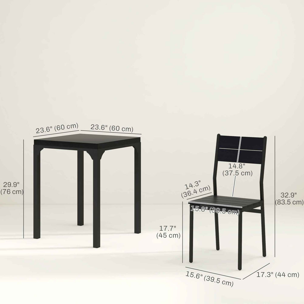 Kurt 3-Piece Dining Set for Small Spaces-Black