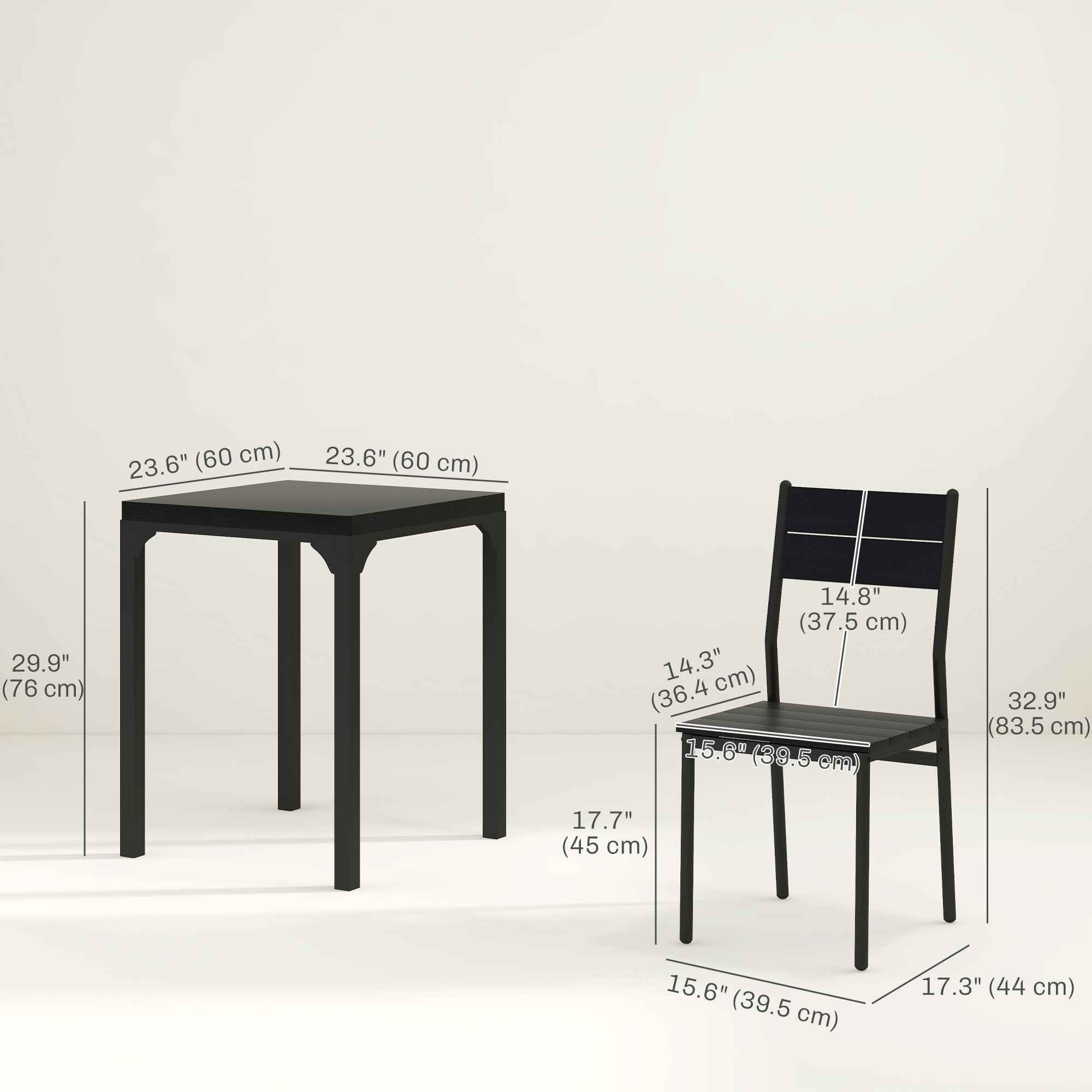 Kurt 3-Piece Dining Set for Small Spaces-Black