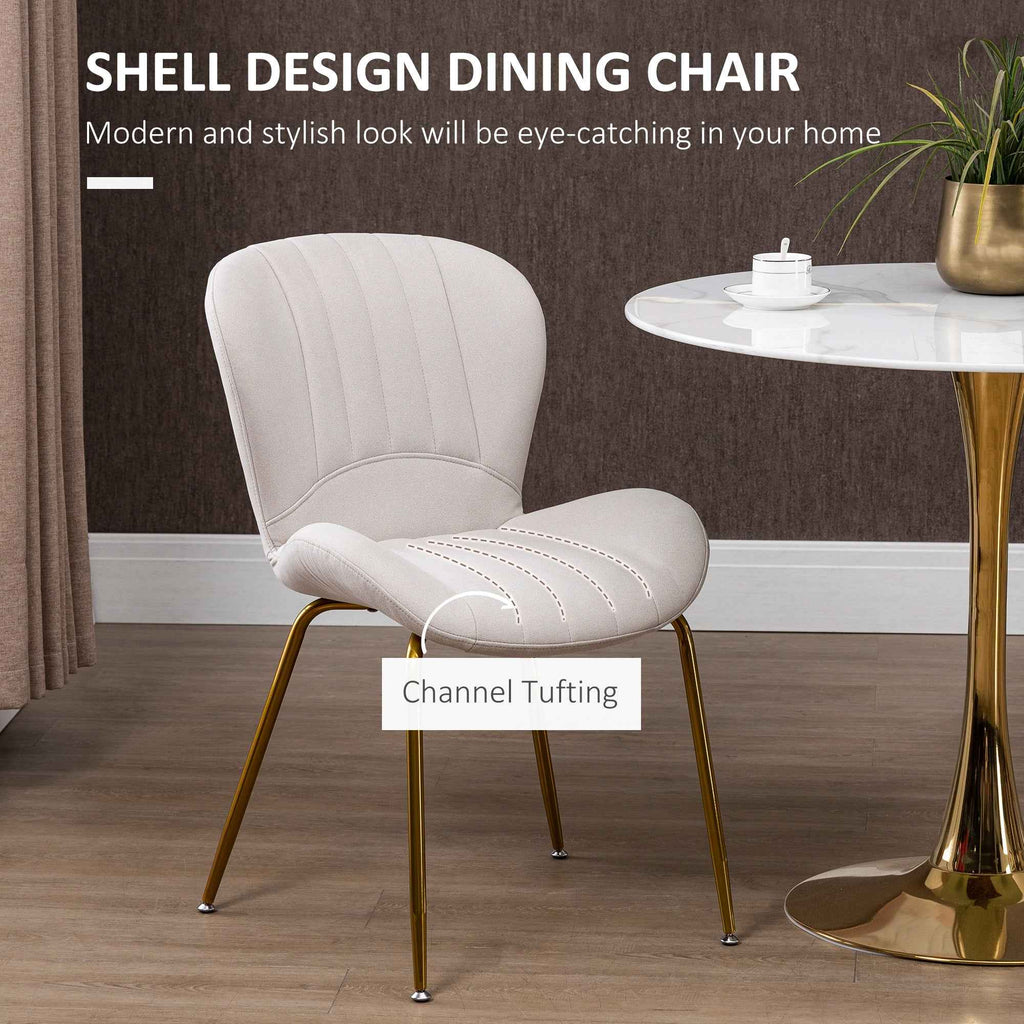 Lux Modern Dining Chairs with Cushioned Backrest-Set of 2-Cream White
