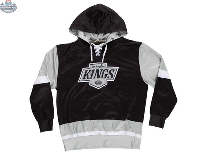 Los Angeles Kings hockey lace hoodie by Calhoun Surf N' Skate with sublimation design, shown flat on a white background.