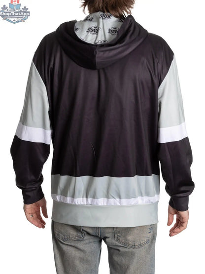 Los Angeles Kings hockey lace hoodie by Calhoun Surf N' Skate with sublimated team logo on the back, casual athletic style.