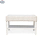 Krikacy Park Meadows white outdoor wicker coffee table with a slatted top for patio and garden outdoor living spaces.