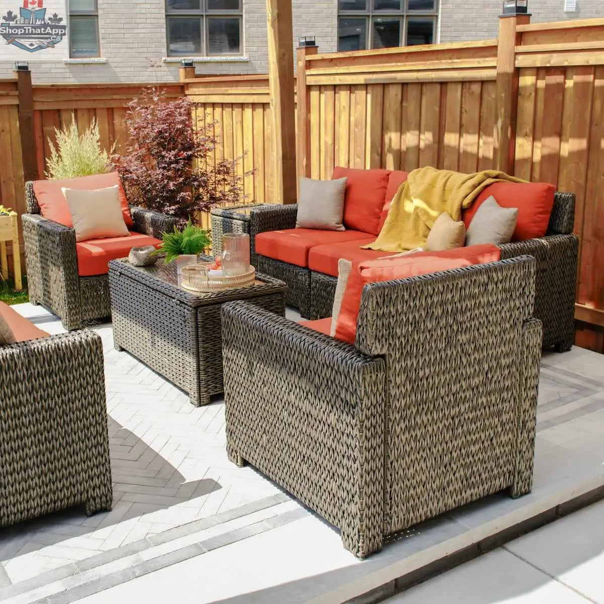 Krikacy Laguna Point outdoor 4-piece wicker patio conversational set with cushions, perfect for outdoor lounging and socializing.