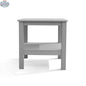 Krikacy polymer outdoor end table with wood grain finish, featuring a shelf for outdoor patio or garden use.