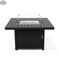 Krikacy 42-inch square aluminum outdoor fire pit table with slatted top for heating and stylish outdoor decor