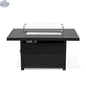 Krikacy 48-inch aluminum outdoor fire pit table with a rectangular design and slatted top for patio use.