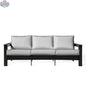 Krikacy Hickory outdoor sofa with black marine-grade polymer frame and Sunbrella® granite canvas cushions, suitable for outdoor seating.