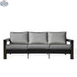 Krikacy Hickory outdoor sofa with black marine-grade polymer frame and Sunbrella® cast slate cushions for comfortable outdoor lounging
