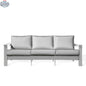 Krikacy Hickory outdoor sofa with white marine-grade polymer frame and Sunbrella® granite cushions, designed for outdoor comfort.