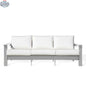 Krikacy Hickory outdoor sofa with white Sunbrella cushions, marine-grade polymer construction, and comfortable seating for outdoor spaces