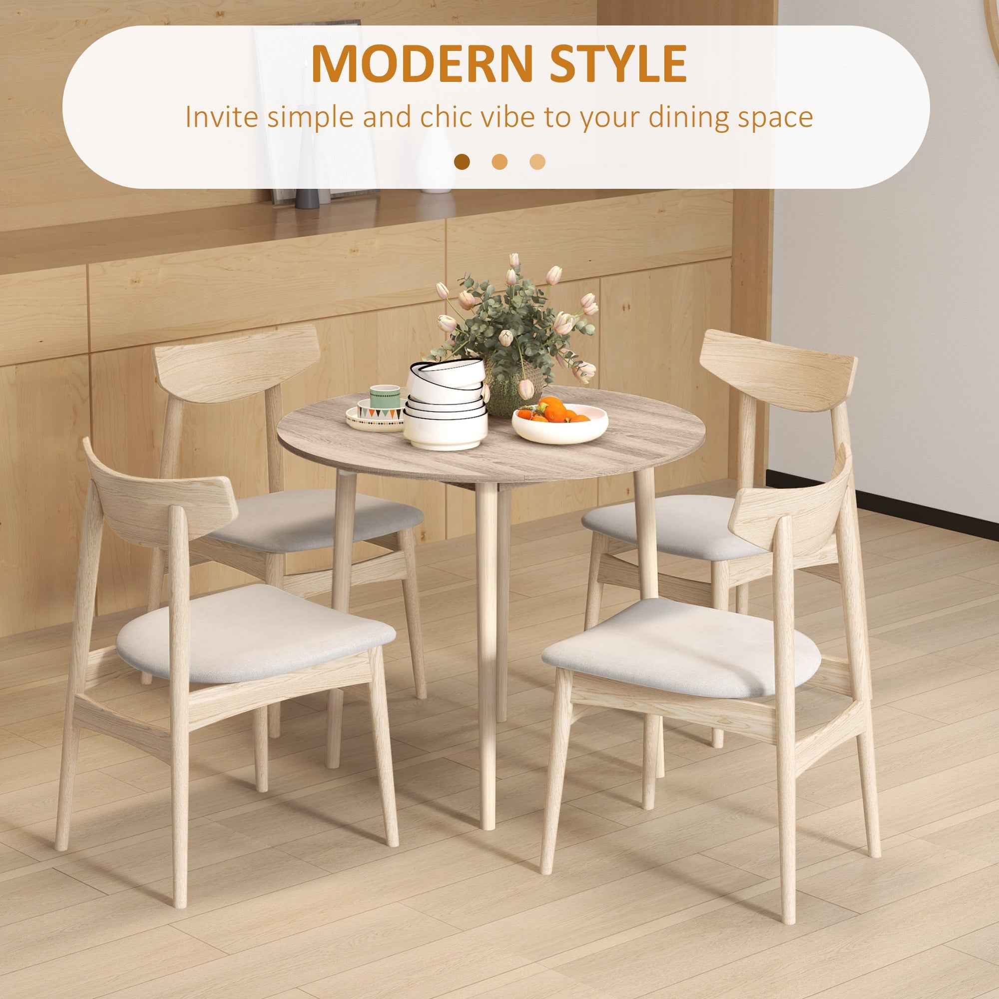 Merrill Round Drop-Leaf/Folding Dining Table for Small Spaces-Oak