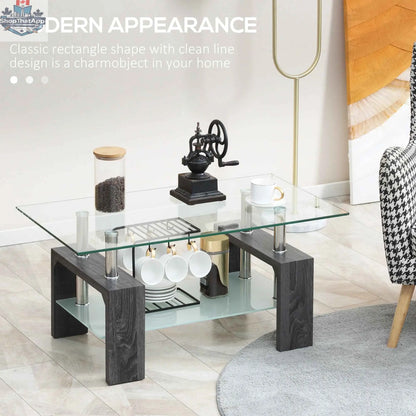 Sutton glass coffee table with tempered glass top in grey, modern furniture piece by SLOTH Nation, shown in a contemporary living room.