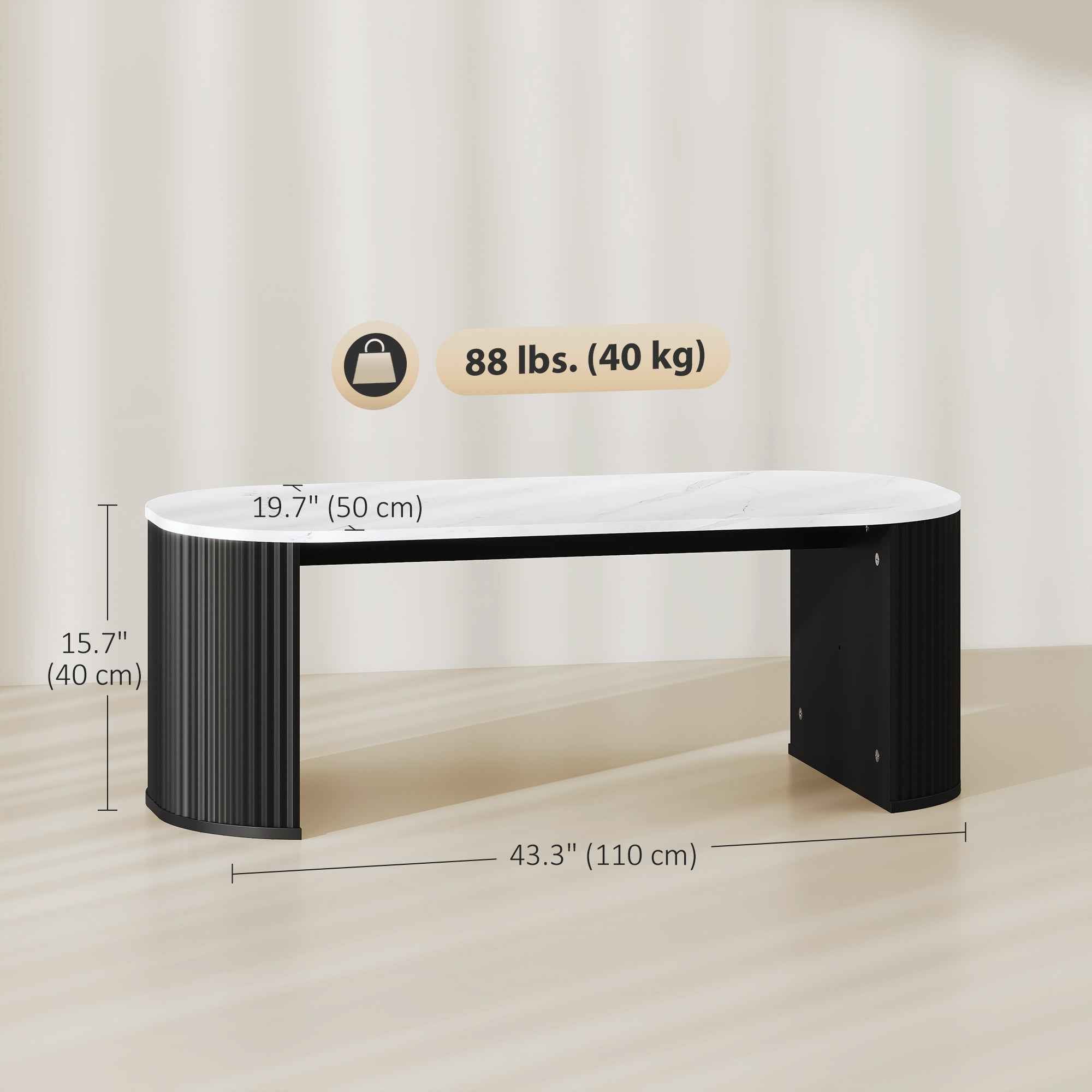 Cameron Modern Faux-Marble Coffee Table-Black