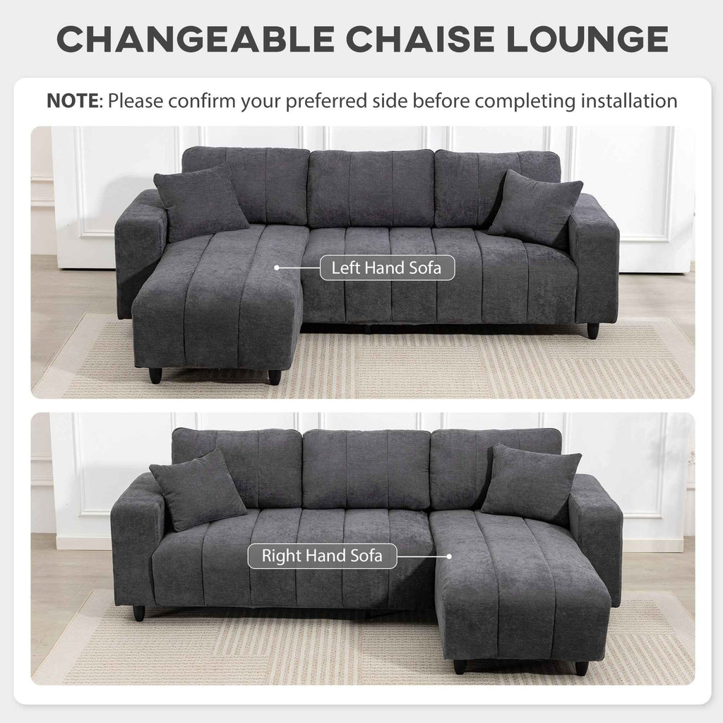 Wilshere Reversible Sectional with Changeable Chaise-Grey