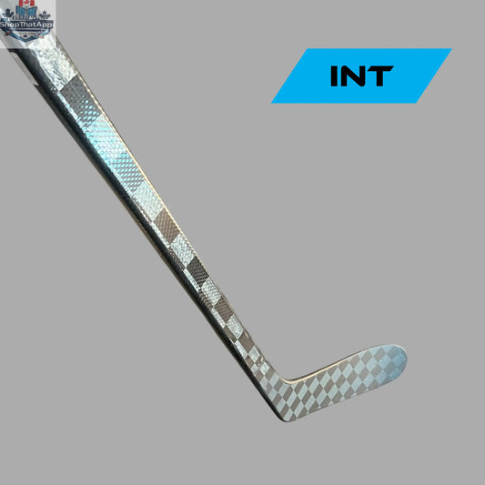 Black LabSports Pro All Black V1 345g intermediate hockey paddle for ultimate performance, shown with sleek black design.