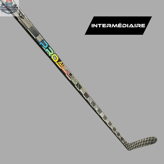 Black LabSports Pro All Black V2 intermediate hockey stick with sleek design and professional-grade performance features.