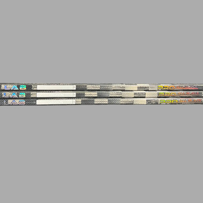 LabSports Pro All Black V2 hockey stick featuring a carbon shaft for intermediate performance and sleek black design.