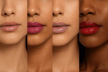 FencyGrace vegan fruit repulpant lip oil applying to lips, featuring natural fruit ingredients for hydration and shine.