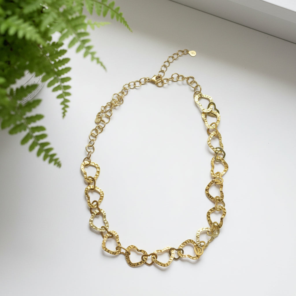 Linked Heart Necklace - Gold Stainless Steel - Shopthatapp.ca
