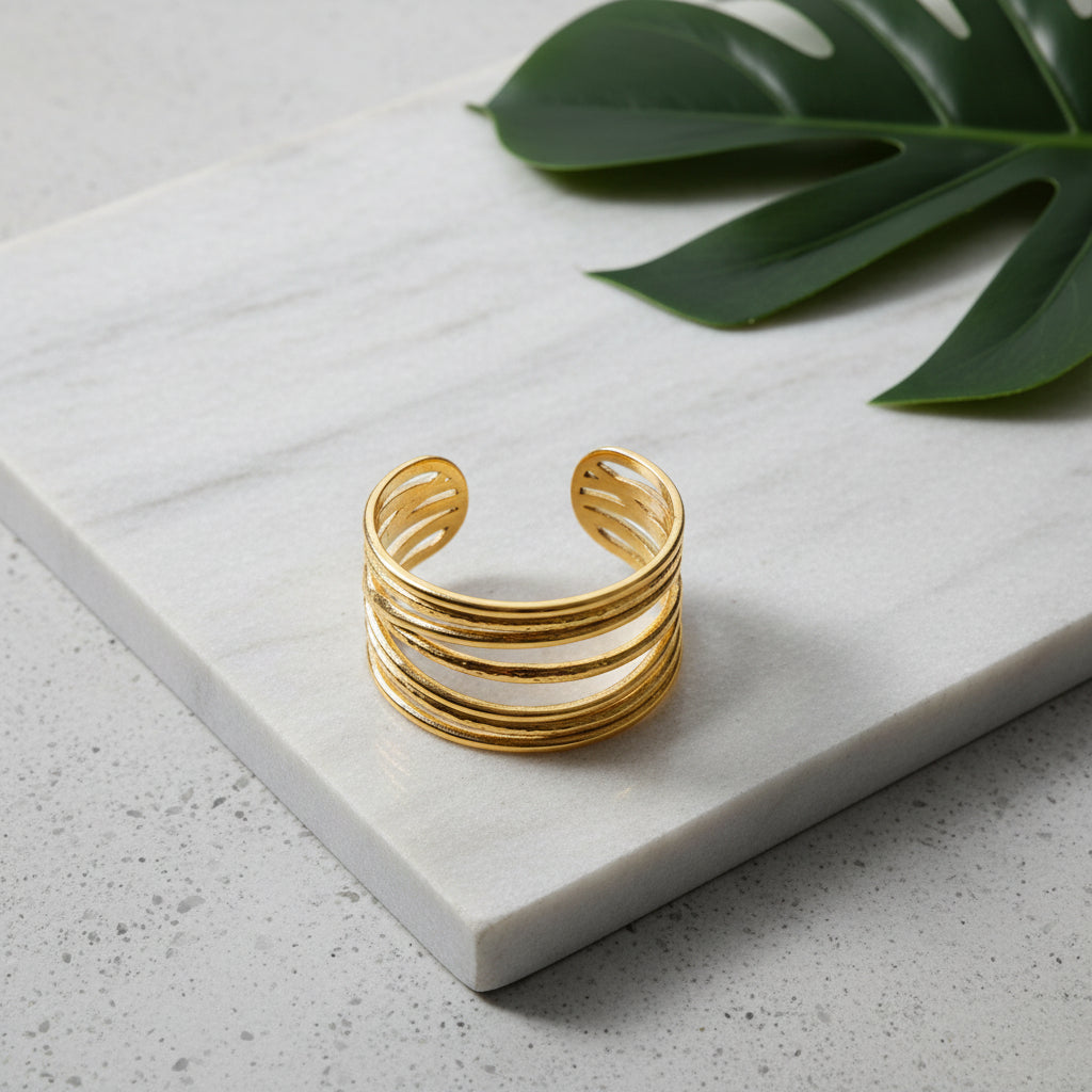 Multi Strand Gold Ring - Elegant Gold-Plated Design - Shopthatapp.ca