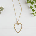 Chain Necklace with Open Heart Pendant - Gold Plate | Gold Heart Pendant Necklace - Shopthatapp.ca