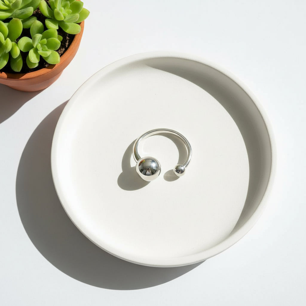 Open Ball Ring Grey Stainless Steel for Stylish Elegance - Shopthatapp.ca