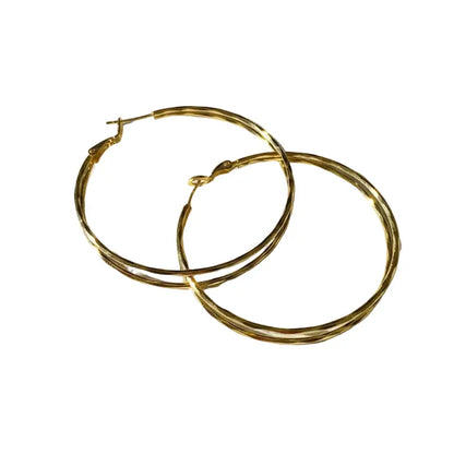 Double strand hoop earrings by Suzie Blue Canada, stylish and elegant earrings worn in a lifestyle setting.