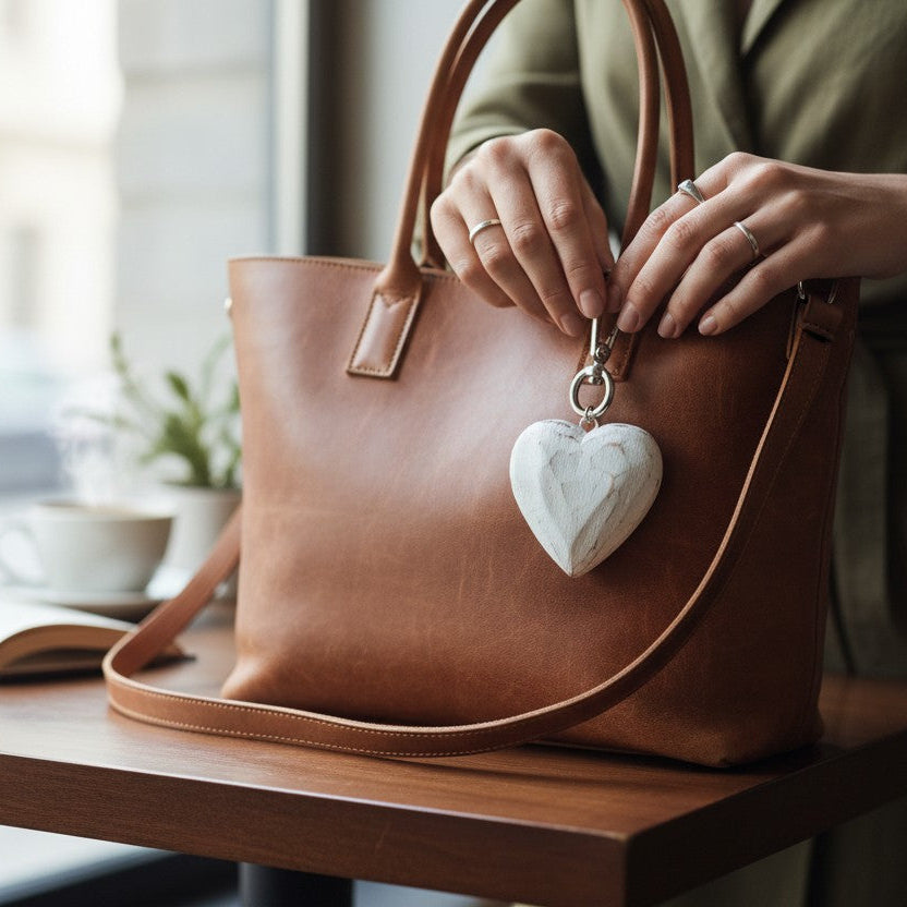 Hand Carved Heart Keychain - Shopthatapp.ca
