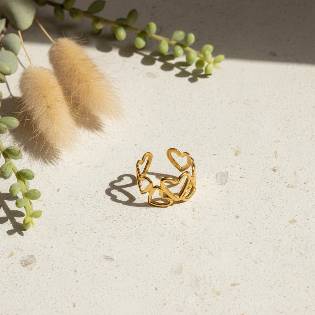 Multi Heart Ring Gold Plate - Elegant and Stylish Jewelry - Shopthatapp.ca