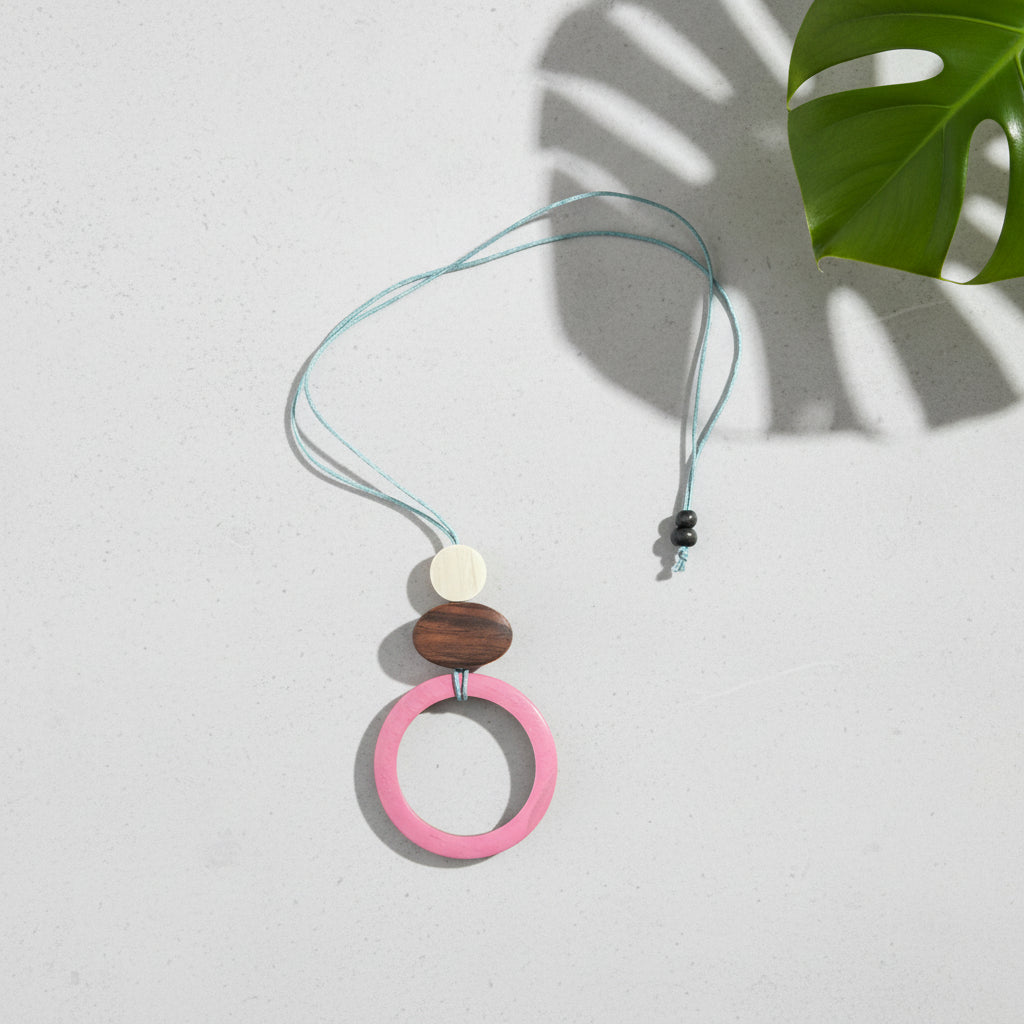 Wooden Circle Pendant Necklace - Unique Open Design - Shopthatapp.ca
