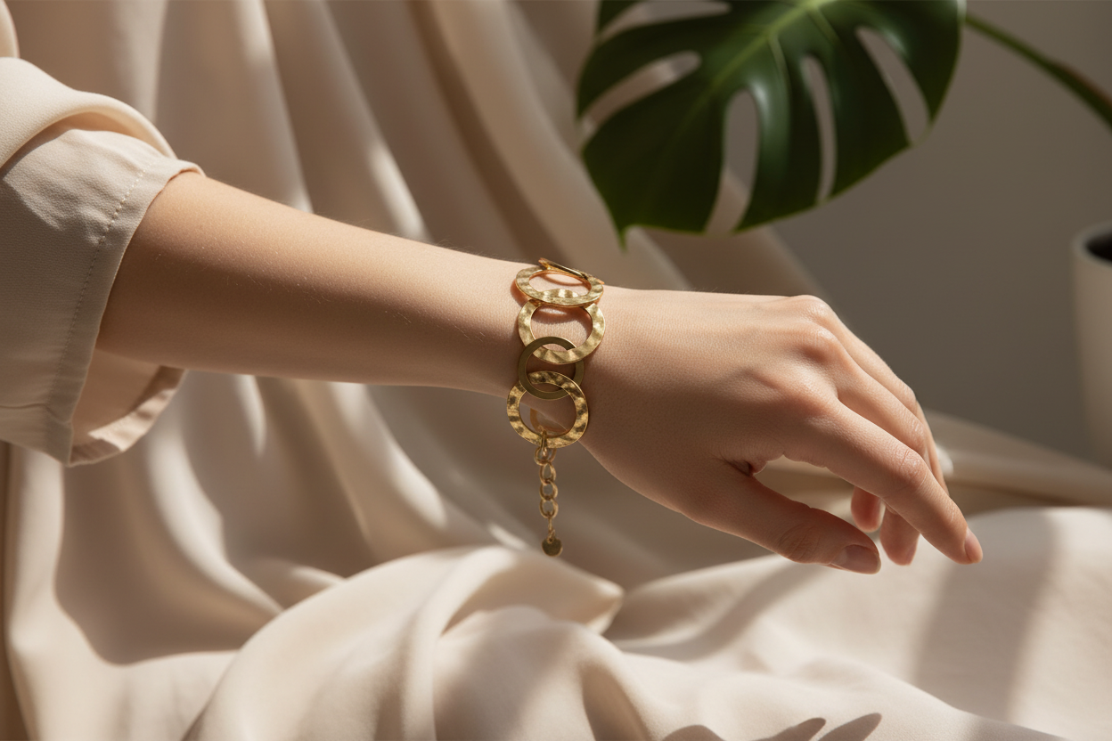 Linked Circle Bracelet - Gold Stainless Steel - Shopthatapp.ca