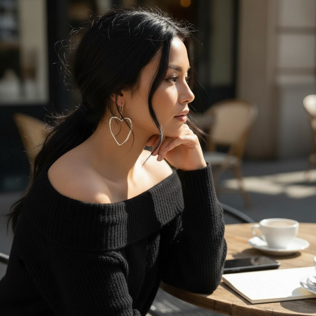 Open Heart Earrings Silver Plate for Elegant Style - Shopthatapp.ca