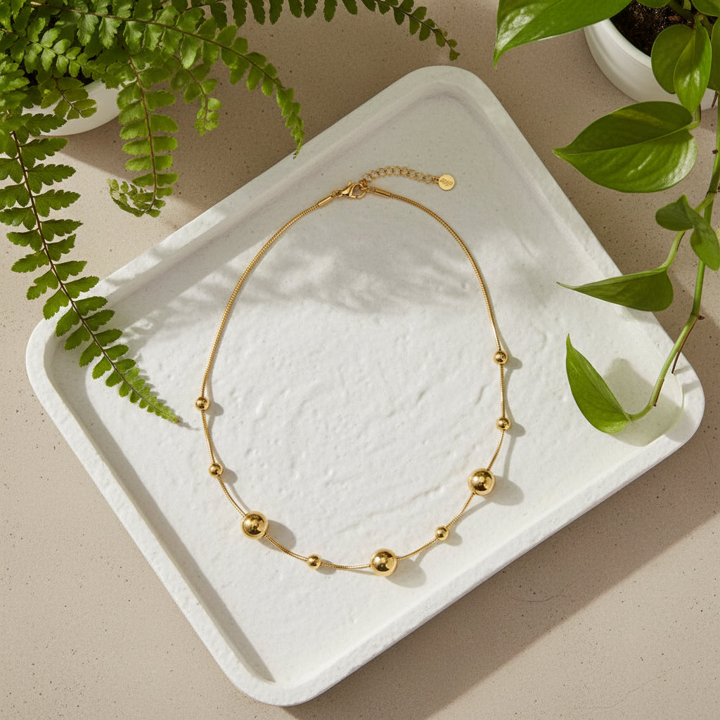 Multi Ball Necklace - Gold Stainless Steel - Shopthatapp.ca