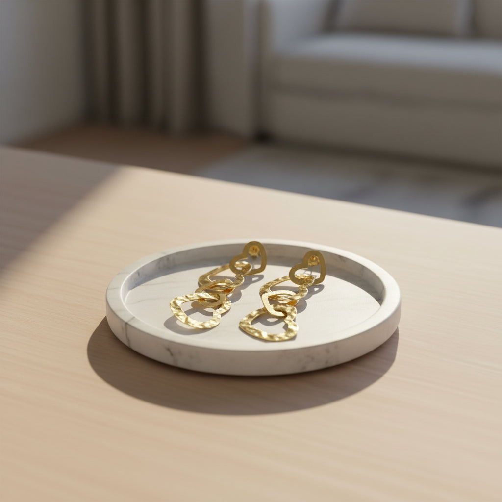 Linked Heart Earrings - Gold Stainless Steel - Shopthatapp.ca