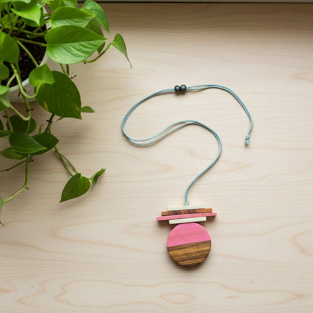 Wooden Geometric Necklace for Unique Style and Natural Elegance - Shopthatapp.ca