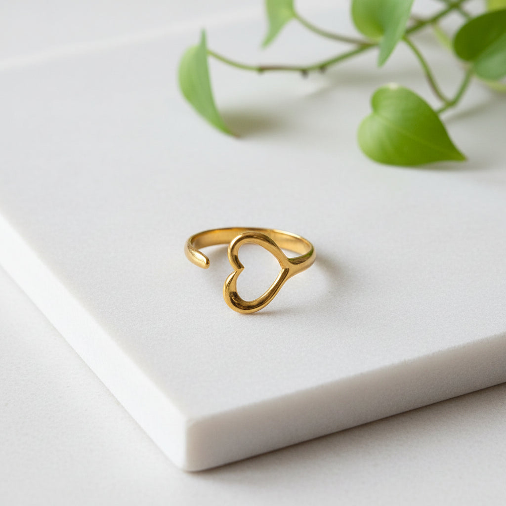 Single Open Heart Ring - Gold Plate - Shopthatapp.ca