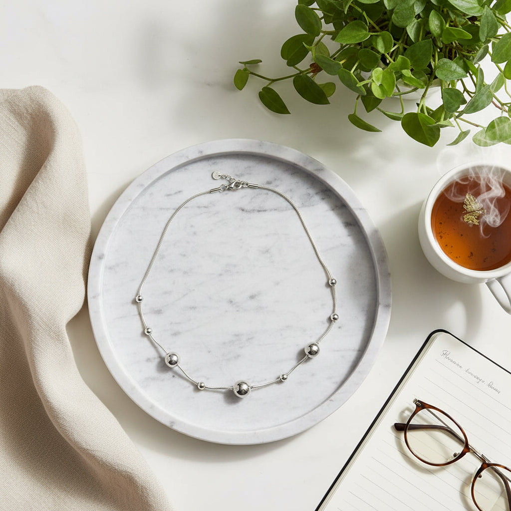 Multi Ball Necklace - Grey Stainless Steel - Shopthatapp.ca
