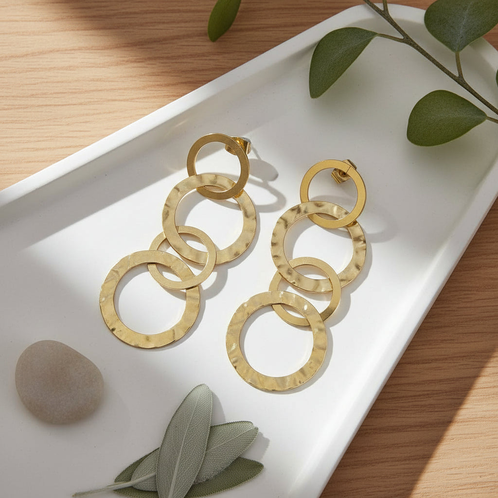 Linked Circle Earrings - Gold Stainless Steel - Shopthatapp.ca