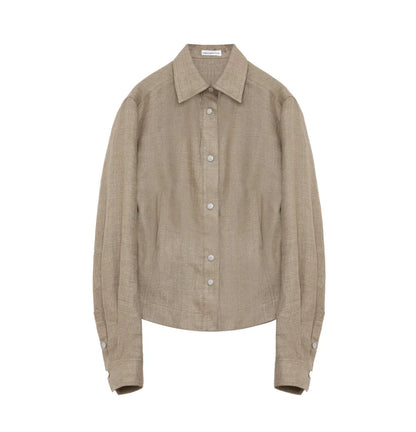 Berlin Afternoon Tea Waist Shirt - Refreshing Breathable Twill Linen Deconstructed Silhouette Old Money Style Top - Shopthatapp.ca