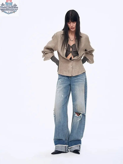 Berlin Afternoon Tea Waist Shirt - Refreshing Breathable Twill Linen Deconstructed Silhouette Old Money Style Top - Shopthatapp.ca