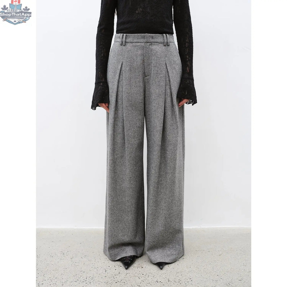 City Stroll Wool-Blend Wide-Leg Trousers for a Relaxed Autumn Look - Shopthatapp.ca