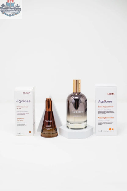 LILIXIR Awakening Ritual Day Defense Protocol gift set with skincare products for skin protection and revitalization.